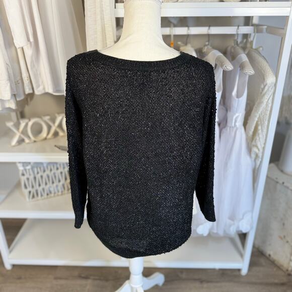Liz Claiborne Women's Size S Black Metallic Scoopneck Pullover Sweater #3429 - Picture 7 of 8